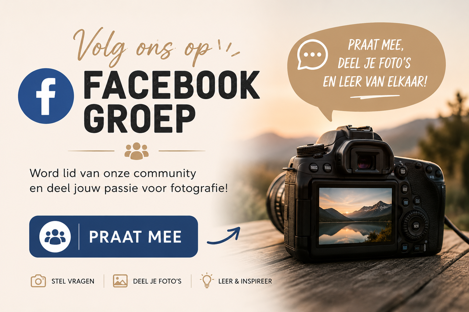 Volg ons op facebook fotografie voor beginners